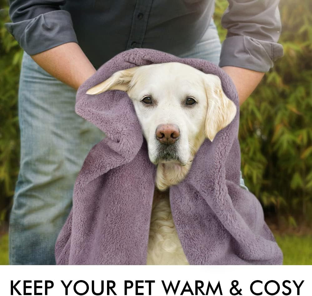 Super Absorbent Microfiber Pet Bath Towel for Dogs and Cats - 30 x 50 Inches - Purple